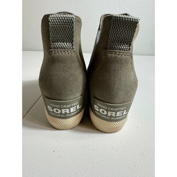 Sorel Out N About slip on wedge bootie stone green waterproof suede leather 7.5 - Picture 5 of 8